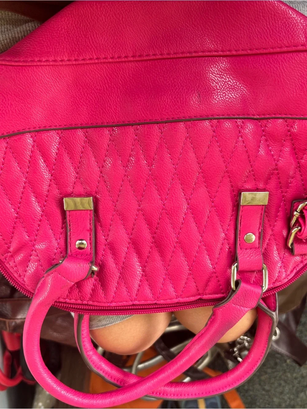 Hot Pink Quilted Women’s Satchel Bag